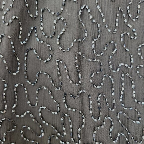 JMD Vintage 100% Silk Beaded Open Front Cardigan Black Jacket Women's XL - Picture 3 of 8